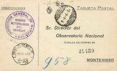 Con matasellos de barras N-7 de esta Estación y marca cuadrangular SERVICIO OFICIAL LOS ROMNEYS ; marca privada de la DIRECCIÓN de la ARMADA Observatorio Nacional.