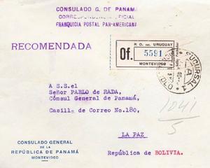 Guatemala 1979 - Marca de la Embajada de GUATEMALA en Montevideo; marco circular con el escudo de Guatemnala y otra en marco rectangular doble con texto FRANQUICIA POSTAL PANAMERICANA.