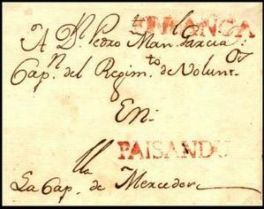 Se utilizaron 2 marcas de este tipo lineal (I) PAISANDU (con i latina) se utilizo entre 1801 y 1810 usada junto con Franca cuando correspondía y (II) posteriormente, aproximadamente en 1825, se
