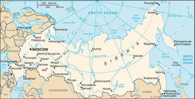 La Federación Rusa Ubicada en la parte norte de Asia y la parte oriental de Europa Ocupado la sexta parte del mundo.