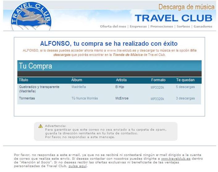 Email de la compra Si tienes una cuenta de email asociada a tu Tarjeta Travel Club (puedes verlo en el apartado Gestiona tu cuenta >