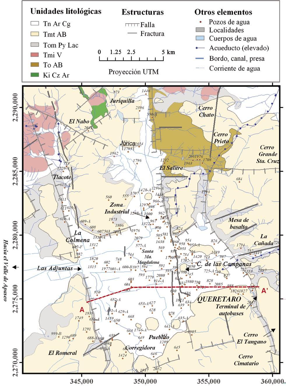 Influencia de la estratigrafía y estructura geológica en el flujo de agua subterránea del Valle de Querétaro 5 Figura 2.