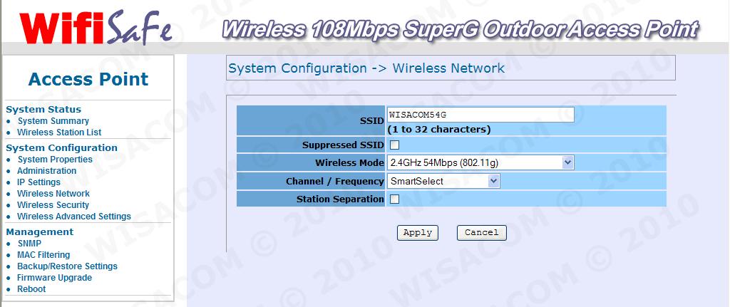 Para configurar la propiedades Wireless vamos a Wireless Network. En SSID especificamos el nombre de red que verás los clientes que se vayan a conectar.