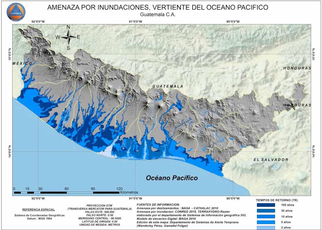 7. ANEXOS ANEXO 1- Mapa de amenaza por inundaciones para la vertiente del Pacífico Fuente: Dirección
