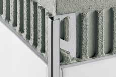ÁNGULOS Y CANTONERAS Schlüter -QUADEC-E Schlüter -QUADEC-E es un perfil de remate de alta calidad de acero inoxidable para esquinas exteriores de paredes revestidas con baldosas cerámicas, que además
