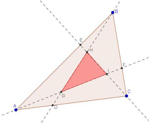 En el triángulo de vértices A(-3, -2), B(4, 5) y C(5, -1), construir un nuevo triángulo GHI tal como