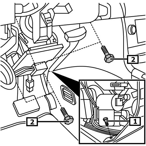 (2) (véase imagen 5) Imagen 5 1 Tornillo(s) - articulación cardán 2 Cruceta del engranaje de la dirección.