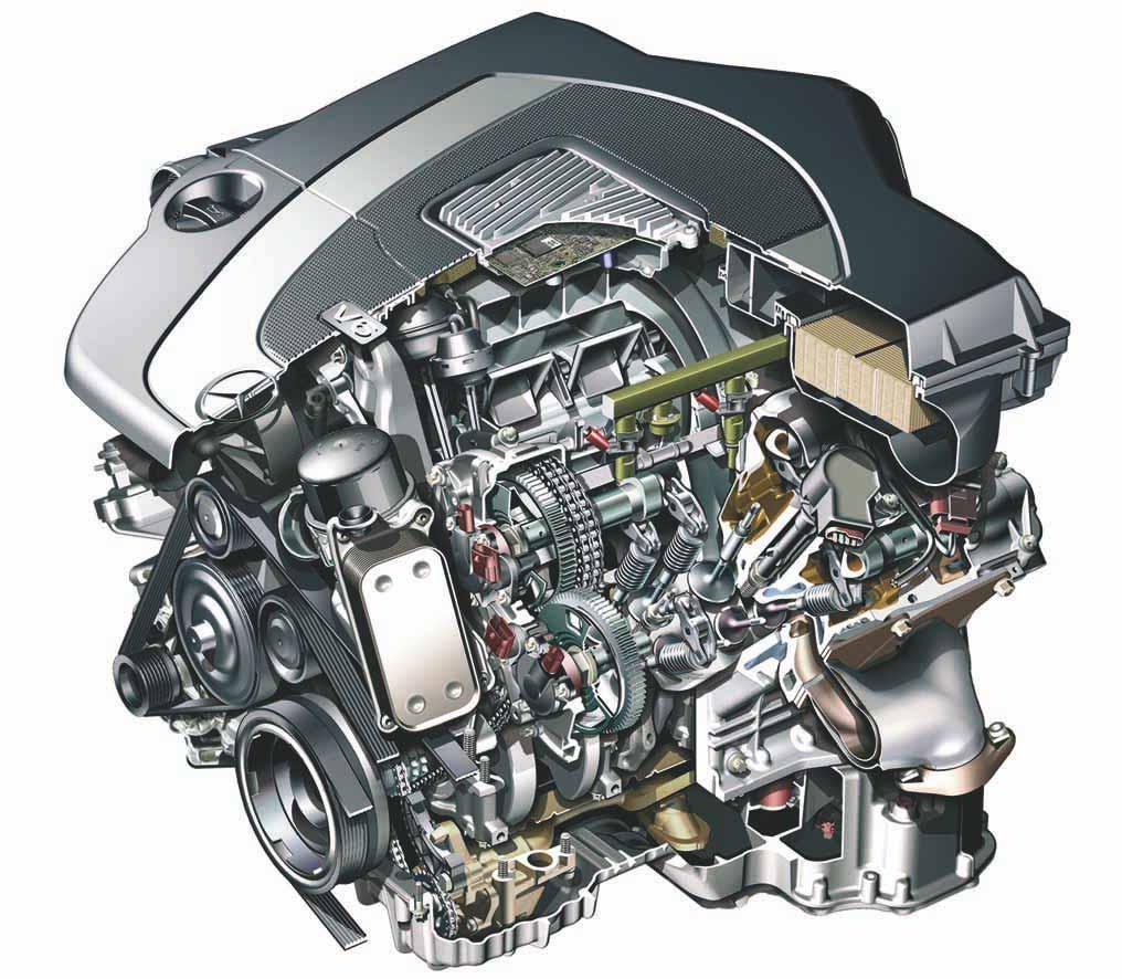 Motor Motores M 272 C 23, C 28, C 35 Los motores de gasolina de 6 cilindros M 272 aplicados en la serie 24, se mantienen casi inalterados en comparación con la ejecución en la serie 23.