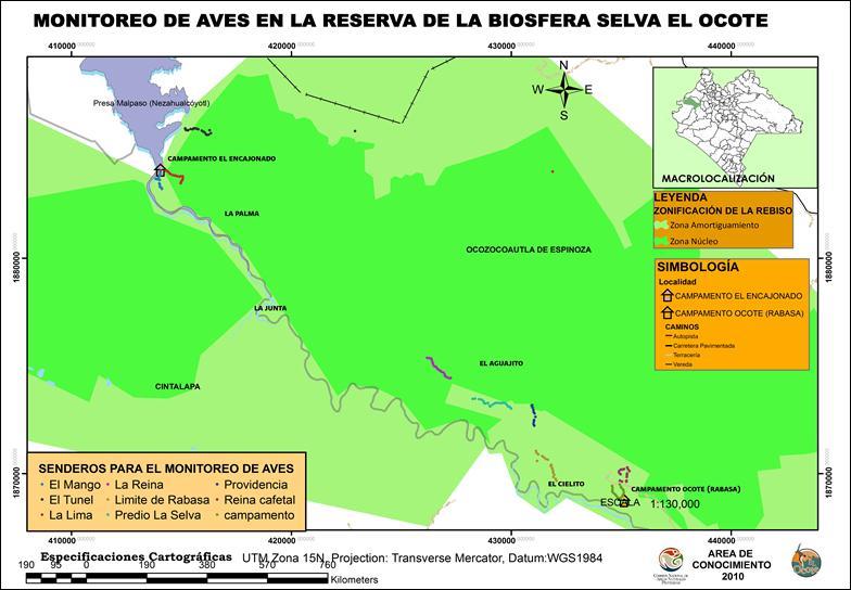 OBJETIVO Generar información sobre el estado de conservación de zonas núcleo y zonas de amortiguamiento en la Reserva de la Biosfera Selva El Ocote, utilizando a las aves como grupo indicador.