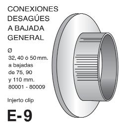 Conexión E-9 Injerto clip accesorio de unión de tubos a bajadas generales o