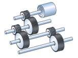 14 35.- En el siguiente conjunto de ruedas de fricción, sus diámetros correspondientes son: D 1 = 20 mm, D 2 = D 5 = 30 mm, D 3 = 40 mm, D 4 = D 8 = 25 mm, D 6 = 70 mm y D 7 = 35 mm.