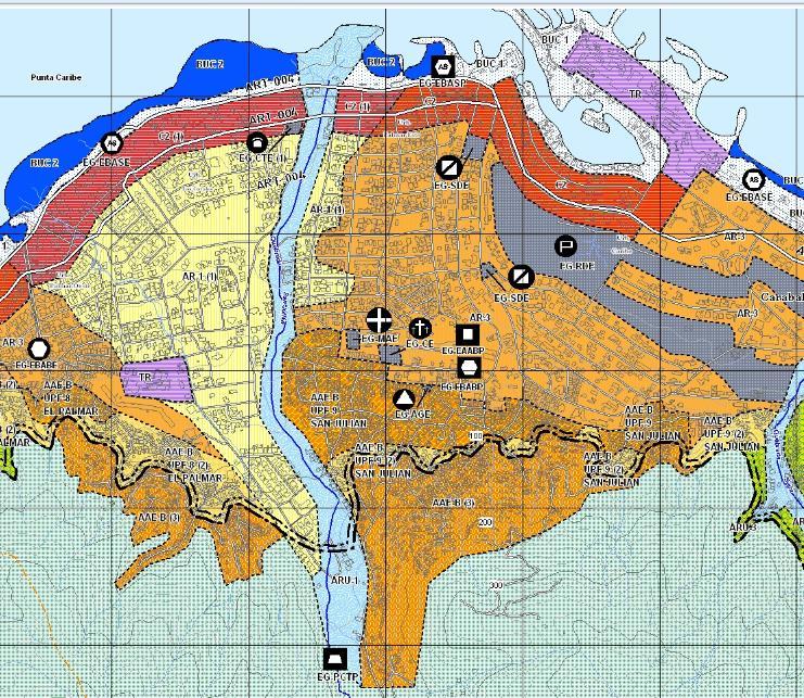 Propuesta de organización espacial en el área urbana de la cuenca del río San Julián en el POUEV, 2009 Ejemplo Área desarrollada Área Residencial 1 (AR-1) (1) Usos permitidos: Residencial con