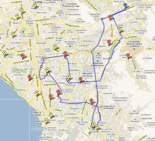Ruta real cluster C Propuesta 4 Fuente: Google Maps (2011) 5 observamos la ruta real para el