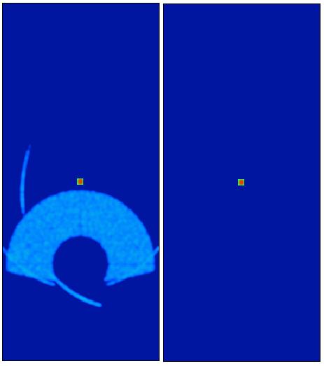La Figura 5 izquierda- muestra la imagen en el detector producida para estas dos posiciones, obteniendo reflejos muy similares a los reportados por M.