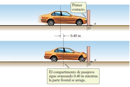 MÁS EJEMPLOS: Movimiento con aceleración constante Deformación de la parte frontal de un automóvil que