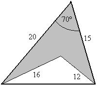 Encuentre aproimadamente el área de un romboide ABCD con AB = cm, AD = cm y DB = 5cm.