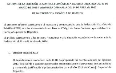 Informe Comisión Delegada Borja Osés da lectura al informe de la Comisión Delegada: Informe previo a la aprobación de las cuentas y el presupuesto En el ejercicio 2014 se ha cumplido el programa de