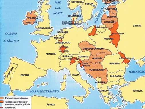 Tema 4 // Primera Guerra Mundial Mapa de Europa durante la Gran Guerra. Observa la extensión de las potencias centrales. Al terminar el conflicto sus territorios se verían severamente afectados.