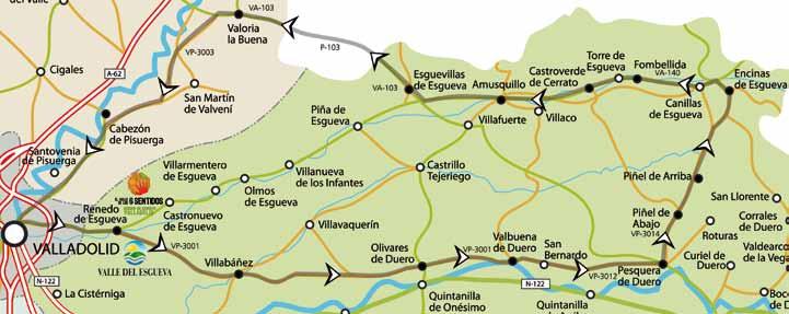 POR EL NORTE DEL DUERO EL RECORRIDO EN TU MÓVIL *provincia de Palencia Desde aquí nos incorporamos a la VA-140, recorriendo el Valle del