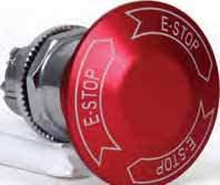 Cubierta tipo seta fija, color rojo de seguridad Iluminación de indicador LED Buje amarillo Mensaje opcional E-STOP grabado en el