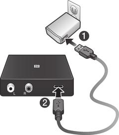 Conceptos básicos Para encender el receptor de música 1 Enchufe un extremo del cable del cargador al cargador.