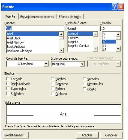 Cambiar el formato de fuente El tipo de letra o formato de fuente se puede cambiar fácilmente desde la barra de herramientas de formato, con las opciones.