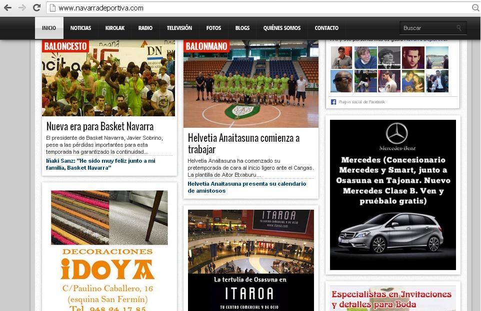Para ello, en Navarra deportiva ofrecemos a las empresas la colocación de banners publicitarios en nuestra web, tanto en la página principal, con mayor