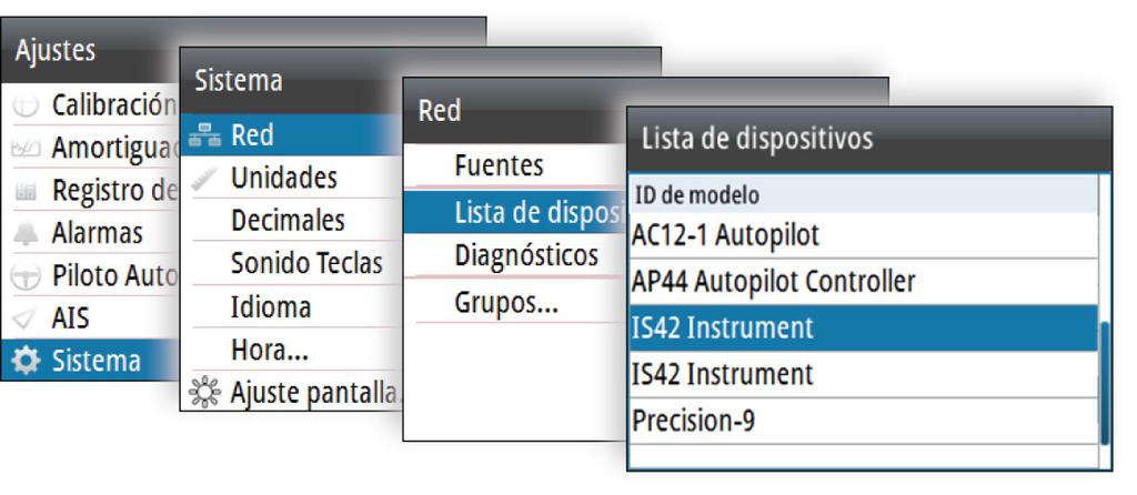 Puede comprobar la versión de software de las unidades en el cuadro de diálogo Acerca de. La versión de software de los sensores NMEA 2000 conectados está disponible en la lista de dispositivos.