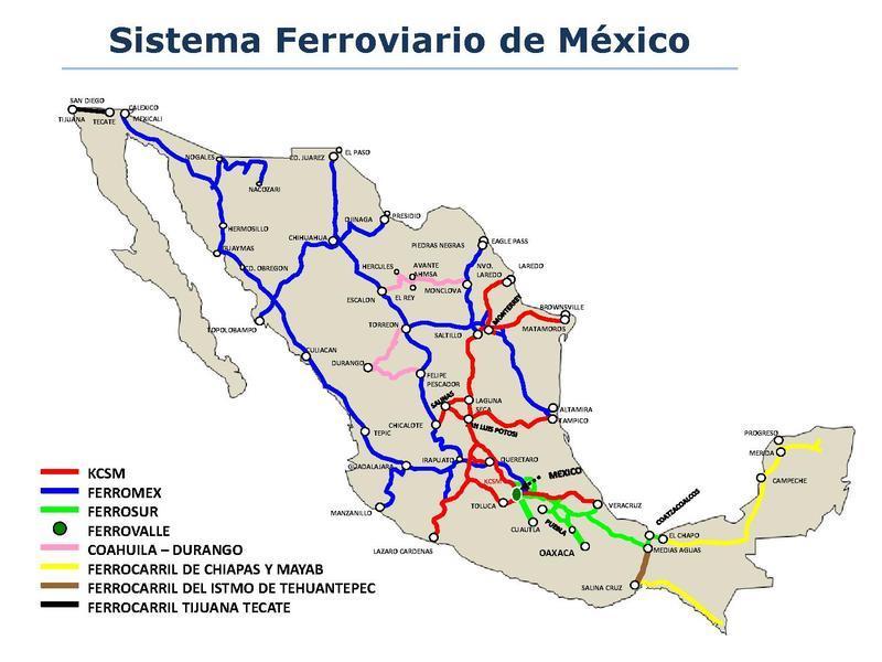 LOS FERROCARRILES EN MÉXICO, INICIOS DEL SIGLO XXI: Líneas troncales y ramales