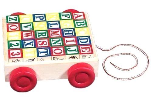 Carro de Bloques Descripción: carrito de bloques de madera con abecedario e imágenes concretas y abstractas, ideal para