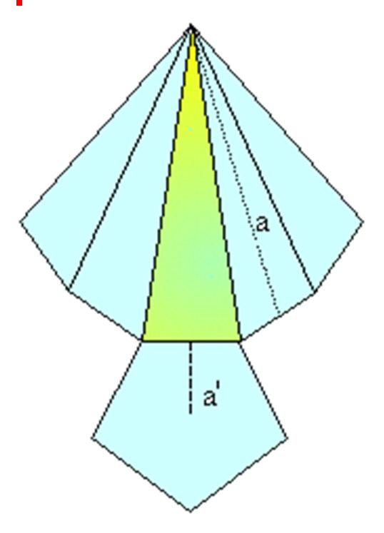 Pirámides Tienen sólo una cara por base. Sus caras laterales son triángulos y concurren en un vértice.