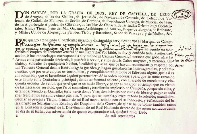 Matías de Gálvez, en 1778, partió de Tenerife hacia América al ser nombrado Capitán General de Guatemala, que comprendía los actuales territorios de Honduras, Nicaragua, Costa Rica, El Salvador, la