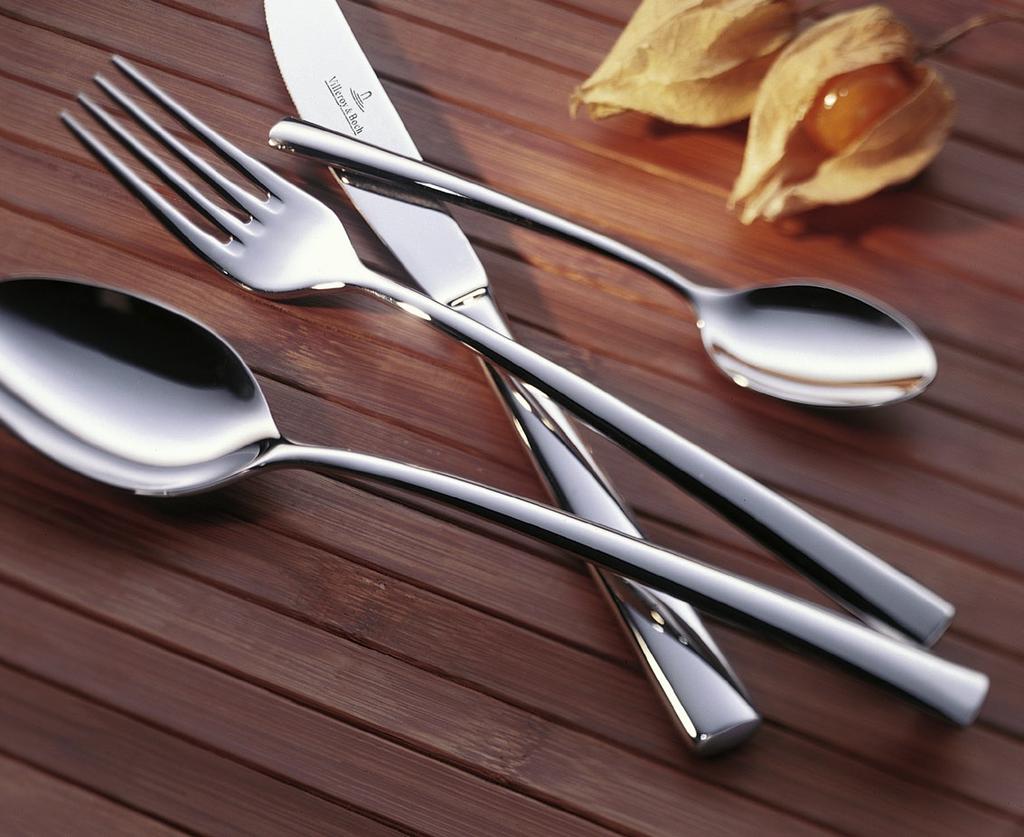 Le posate trend nell attraente design ondulato impassibile, netto, inconfondibile. Piemont Modern cutlery in a linear design coordinating with every fashionable style.