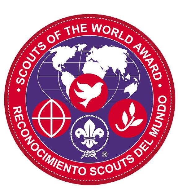 INSIGNIA SCOUTS DEL MUNDO: Es un reconocimiento internacional para jóvenes que desarrollan proyectos scouts, con finalidades de convertir la globalización en un cambio positivo a la humanidad en las