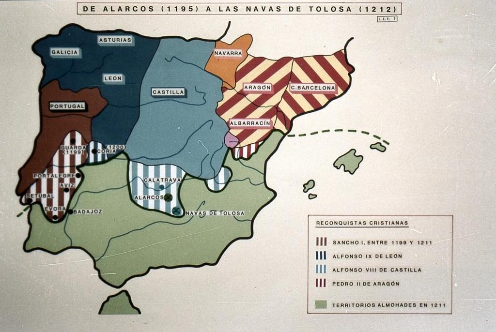(1237-1492) Reino Nazarí de Granada -Tras la batalla de las Navas de Tolosa y con el avance cristiano, el territorio andalusí quedó reducido al territorio de la taifa de Granada.