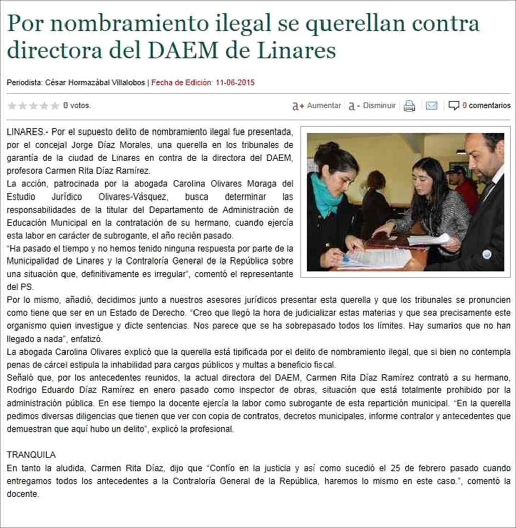 11/06/2015 EL CENTRO ONLINE TALCA- CHILE 9 2 POR NOMBRAMIENTO