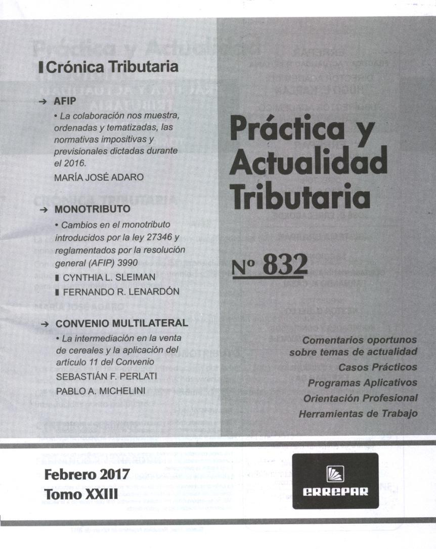 PRÁCTICA Y ACTUALIDAD TRIBUTARIA. Nº 832.