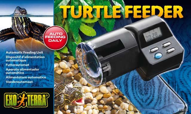 Turtle Feeder Alimentador automático para tortugas Un depósito de gran capacidad, especialmente diseñado para el granulado para tortugas, asegura que sus tortugas serán alimentadas durante un amplio