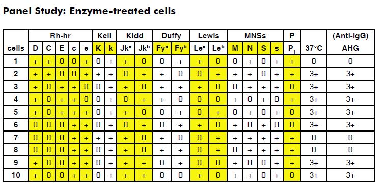 Tabla N 2: Ejemplo de células utilizadas en la determinación de aloanticuerpos. Fuente:(Barbolla.L, 2008).