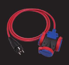 2) Clavija y base NEGRO Cable color: NEGRO + Franja ROJA Nº 51505 = - 5 mts.