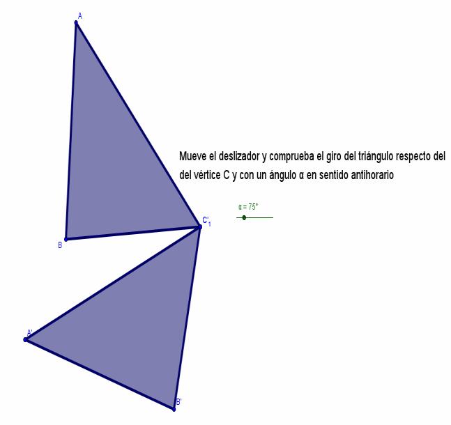 Al punto B' se denomina homólogo de B. Actividad con Geogebra: Construye las 4 aspas de un molino utilizando giros.