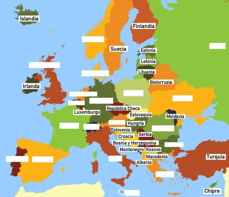 MAPA POLÍTICO DE EUROPA Sociedad y Territorio 1 Coloca sobre el mapa los números correspondientes a los siguientes