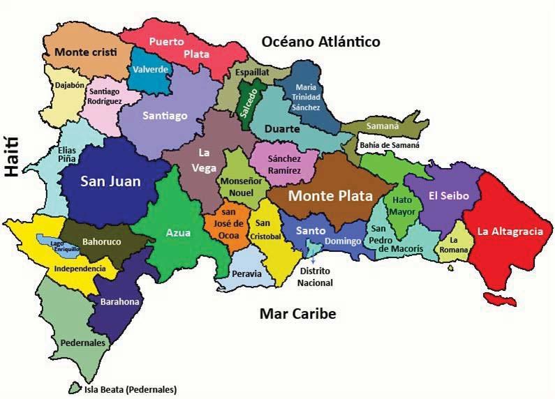 FIGURA 3 Mapa de la República Dominicana donde se ubican las ciudades que conforman las Zonas.