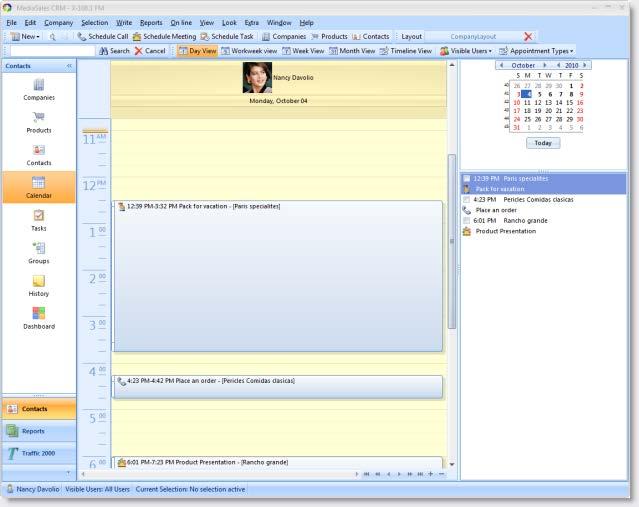Calendario El Calendario integrado imita el Calendario de Microsoft Outlook 2007 pero ofreciendo características avanzadas adicionales.