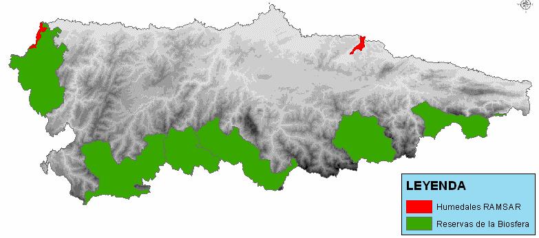 NATURALEZA Y BIODIVERSIDAD Por otro lado, una importante superficie en Asturias se encuentra protegida por convenios internacionales, se trata de las reservas de la biosfera y los humedales Ramsar.