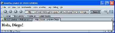 Ejemplo PSP Python Server Pages es la versión Python de JSPs o ASPs Permite la inserción de código Python en un documento HTML Usa los mismos códigos de escape que los JSPs Se permite su uso a través