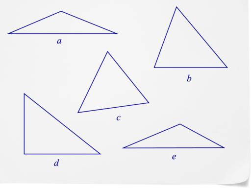 www.ck12.org Chapter 1. Clasificar Triángulos Ahora, apliquemos esta información. Identifica cada uno de los siguientes triángulos como agudo, obtuso o rectángulo.