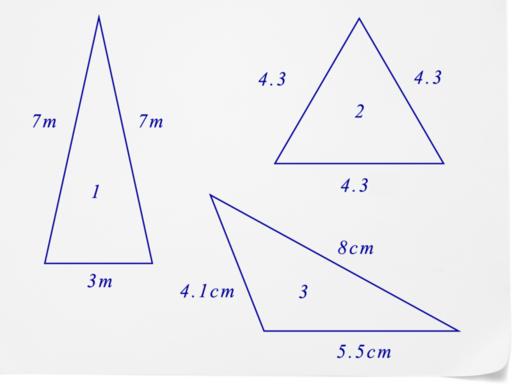 www.ck12.org Chapter 1. Clasificar Triángulos Ahora, apliquemos lo que hemos aprendido e identifiquemos algunos triángulos. Clasifica cada triángulo como equilátero, isósceles o escaleno.