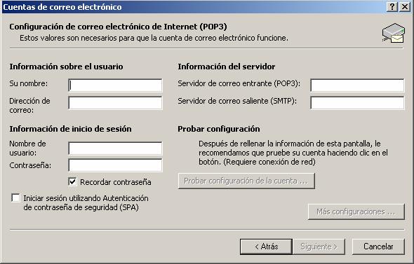 Por ejemplo, si tenemos un servidor de correo en POP3, elegiremos esta opción.