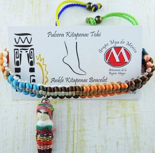 Grupo Mya de México Pulseras Kitapenas (tobi): Diseñadas para decorar el tobillo de cualquier persona ya que son ajustables, están elaborados 100% a mano en poliéster en colores vivos y por supuesto
